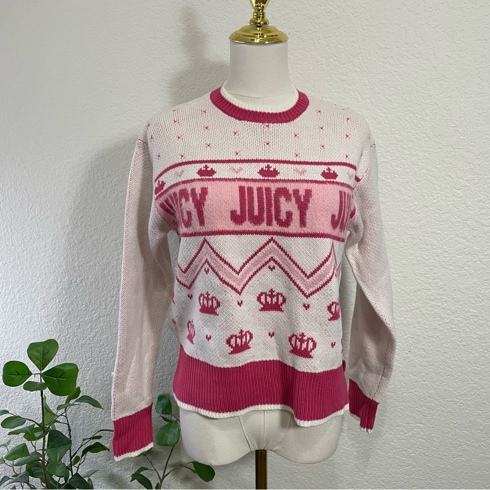 Juicy Couture Pink Crown Logo Knit Sweater